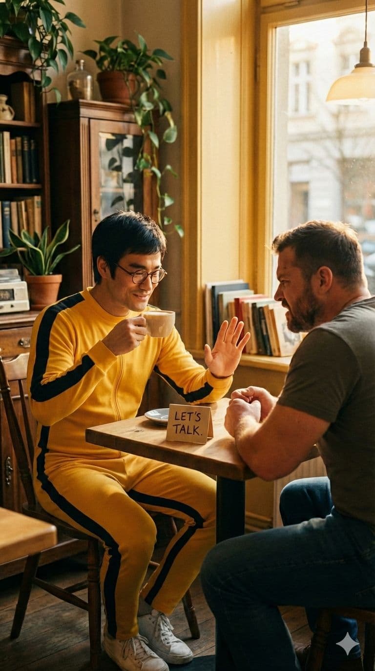 Bruce Lee saying "I'd rather just talk it out."